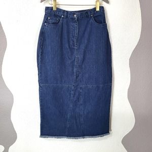 Original Ty Wear Womens XL 14 Blue Denim Jean Midi Skirt Long